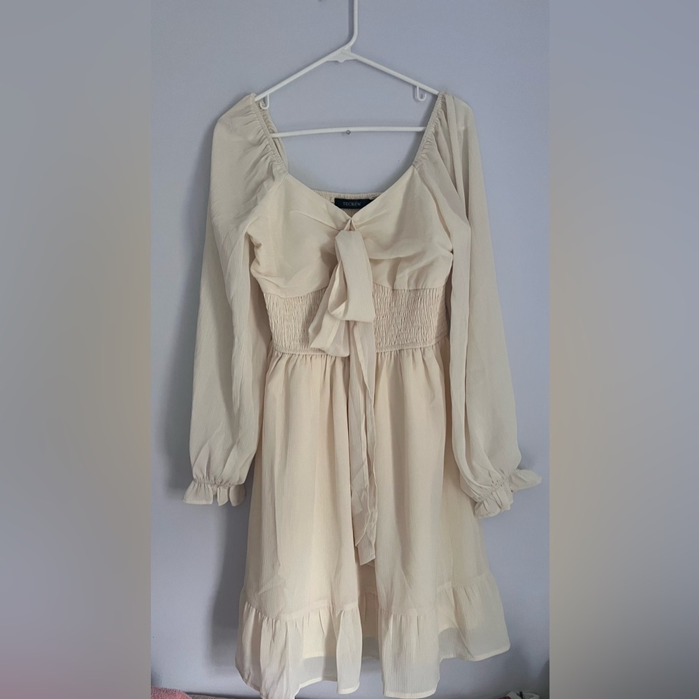 NWT Tecrew Cream Long Sleeve Dress